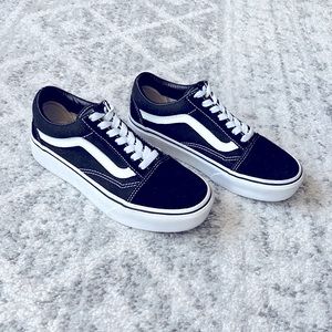 Vans Old Skool Platform Sneakers, Black, Womens 6, Mens 4.5